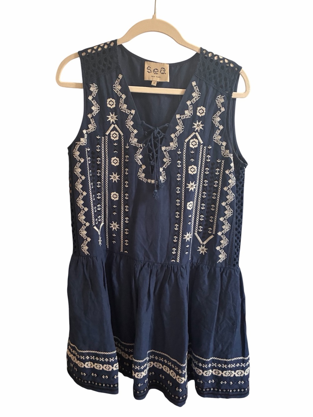 Sea New York "Maya" Embroidered Sleeveless Dress
